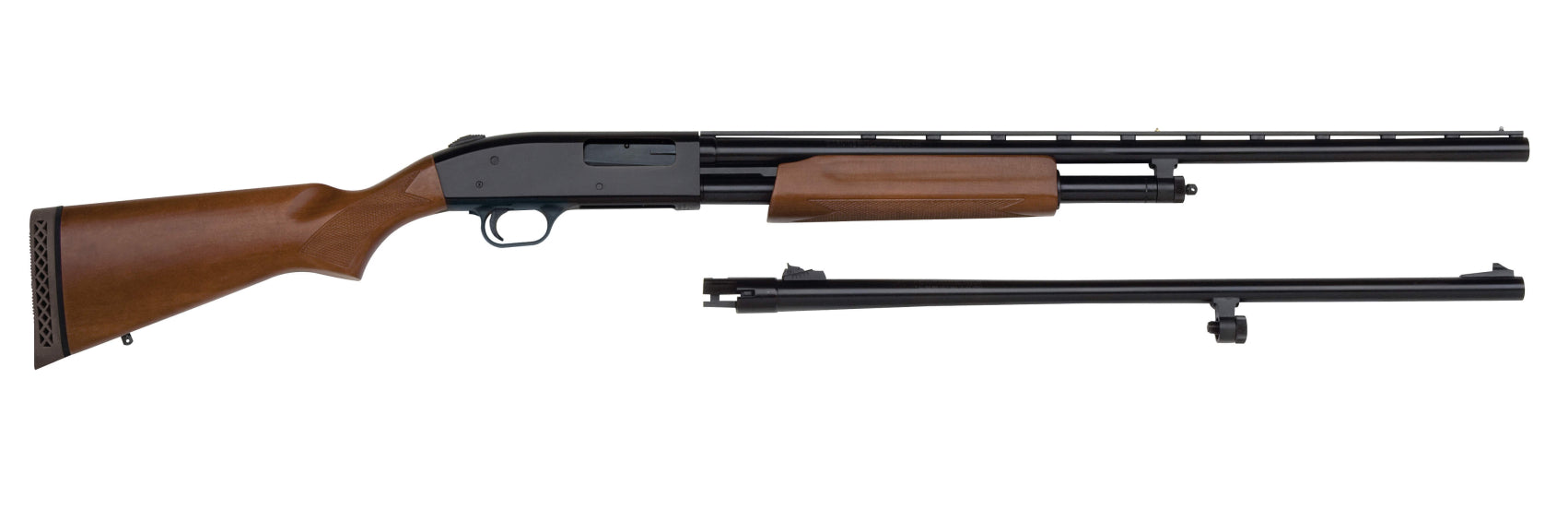 Mossberg 54282 20 Gauge Pump Action Shotgun with 24/26 Inch Blued Steel Barrel and Wood Stock