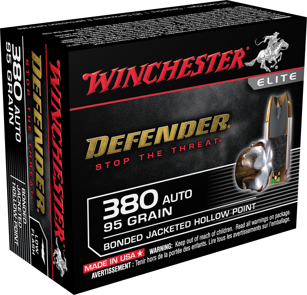 Winchester Ammo S380PDB .380 ACP 95 Grain Bonded Jacket Hollow Point - 20 Rounds