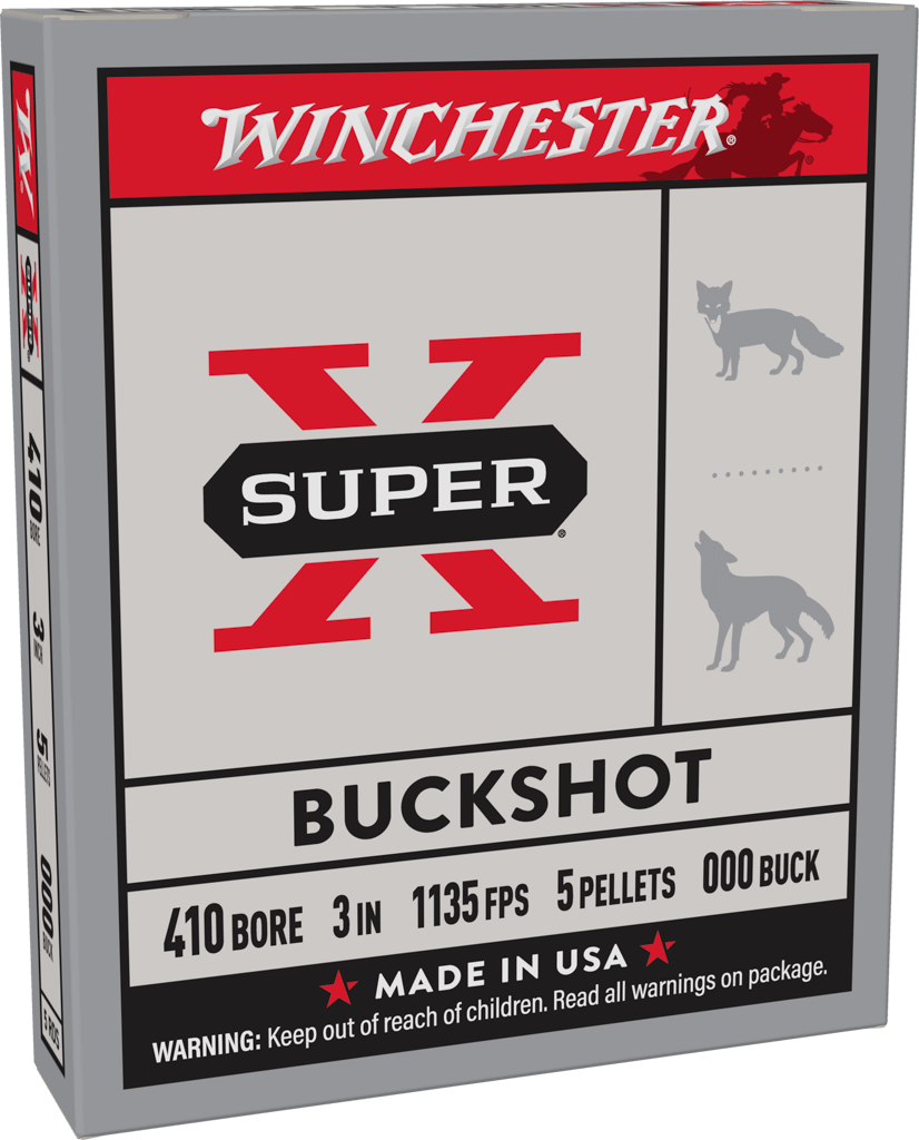 Winchester Ammo 410 Gauge 3-inch Buckshot with Steel Shot, 5 Pellets - 5 Rounds per Box
