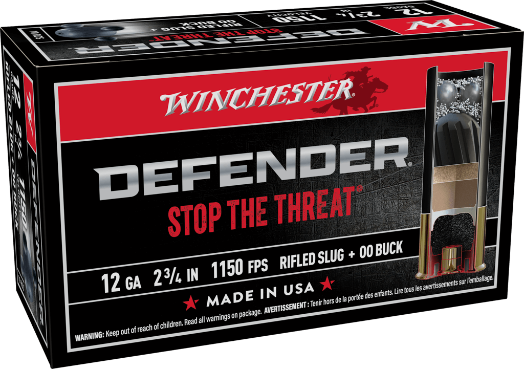 Winchester Ammo Defender 12 Gauge 2-3/4" Combo Shells with 1 oz Slug and 00 Buck Pellets