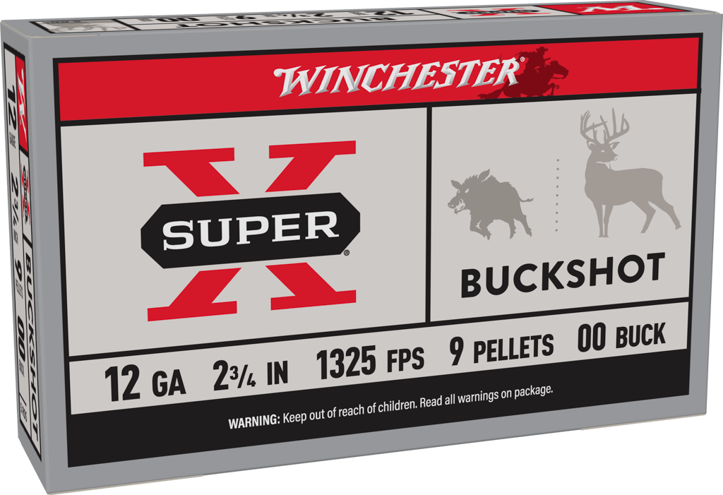 Winchester Ammo Buckshot 12 Gauge 00 Buck 2.75 inch, 9 Pellets, 1325 FPS, 5 Rounds per Box