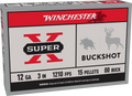 Winchester Ammo SP-X 12 Gauge 3-Inch 00 Buckshot – 15 Pellets, Buffered Lead for Deer Hunting