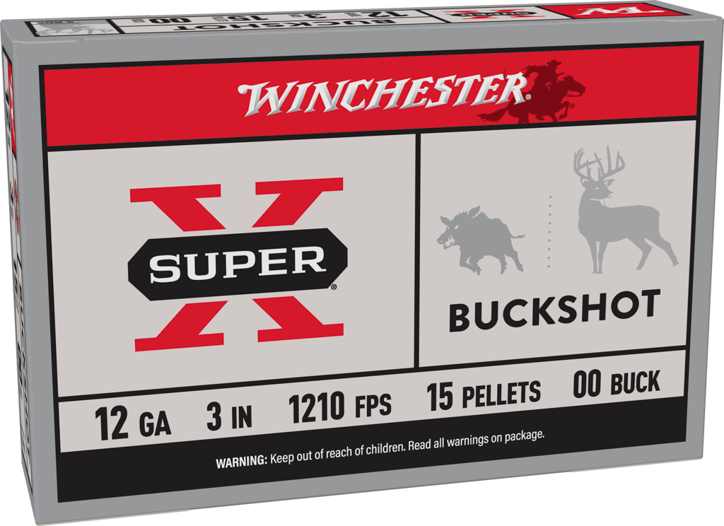 Winchester Ammo SP-X 12 Gauge 3-Inch 00 Buckshot – 15 Pellets, Buffered Lead for Deer Hunting