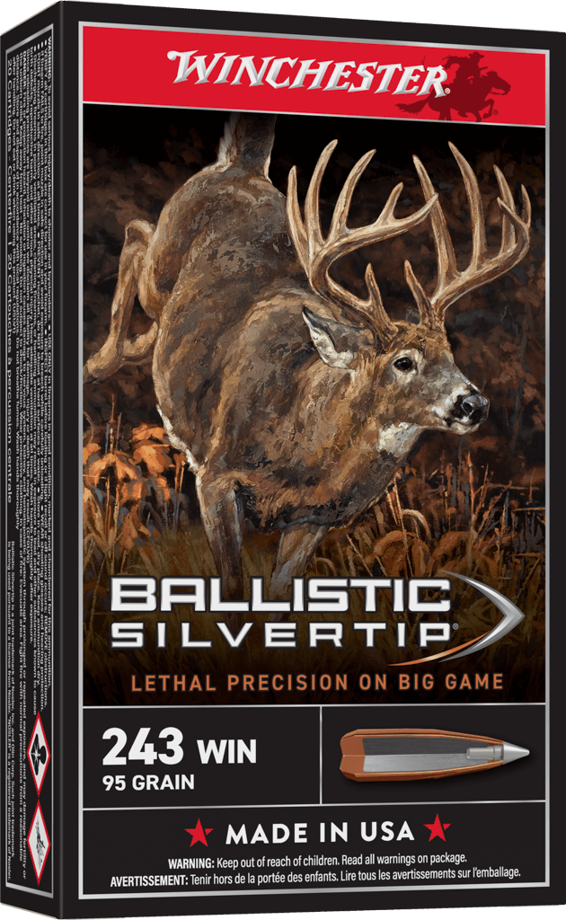 Winchester Ammo Ballistic Silvertip .243 Winchester 95 Grain Poly Tip Centerfire Rifle Ammunition - 20 Rounds per Box