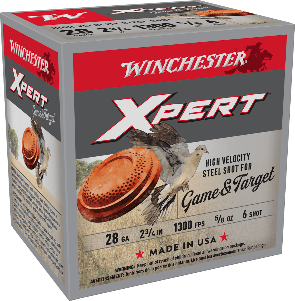 Winchester Ammo 28GA 2-3/4 inch Steel Shot Shells, 5/8 oz #6, High Velocity, 25 Rounds per Box