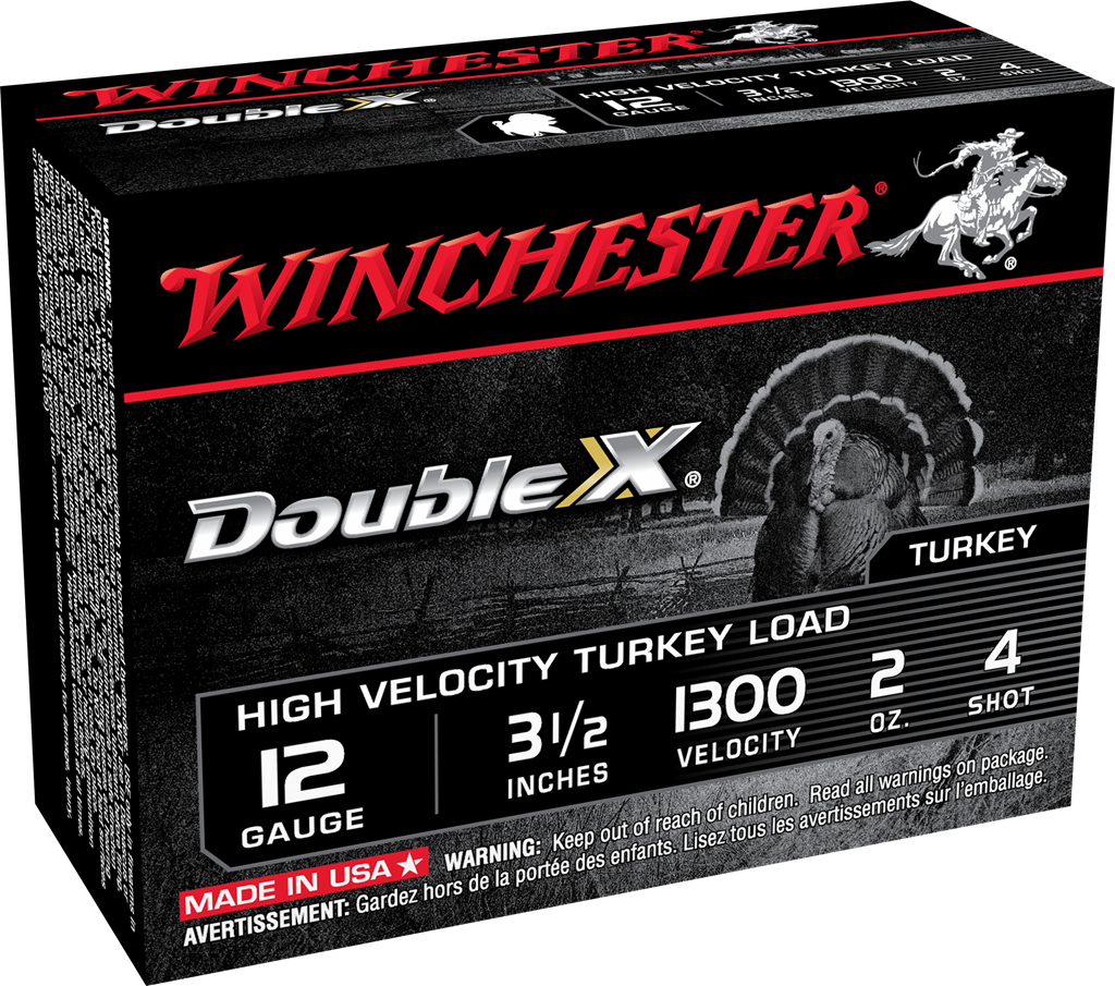 Winchester Ammo Double X 12 Gauge 3.5-Inch High Velocity Turkey Shotshell – 2 oz, #4 Shot, 10 Rounds per Box
