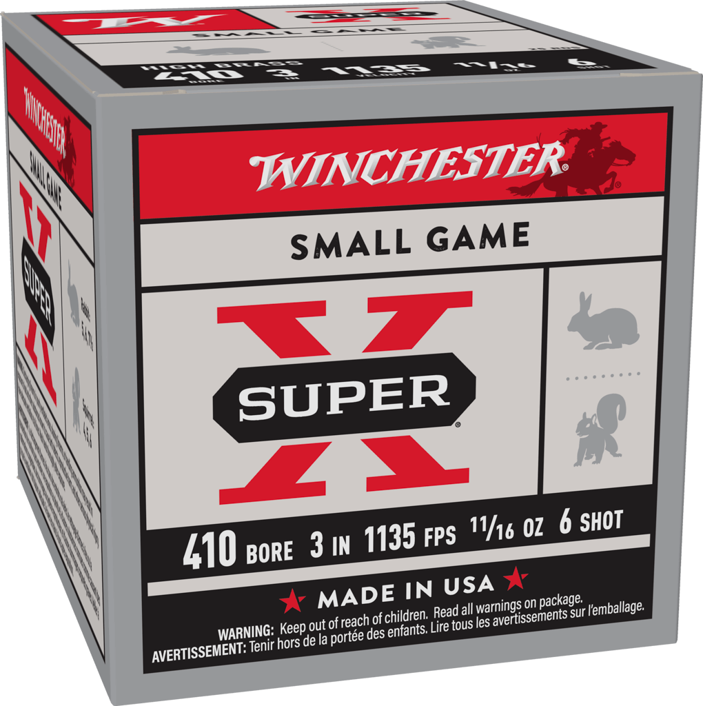 Winchester Ammo Heavy Game Load .410 Gauge Shotgun Shells, 3 Inch, Lead Shot Size 6, 1135 FPS, 25 Rounds