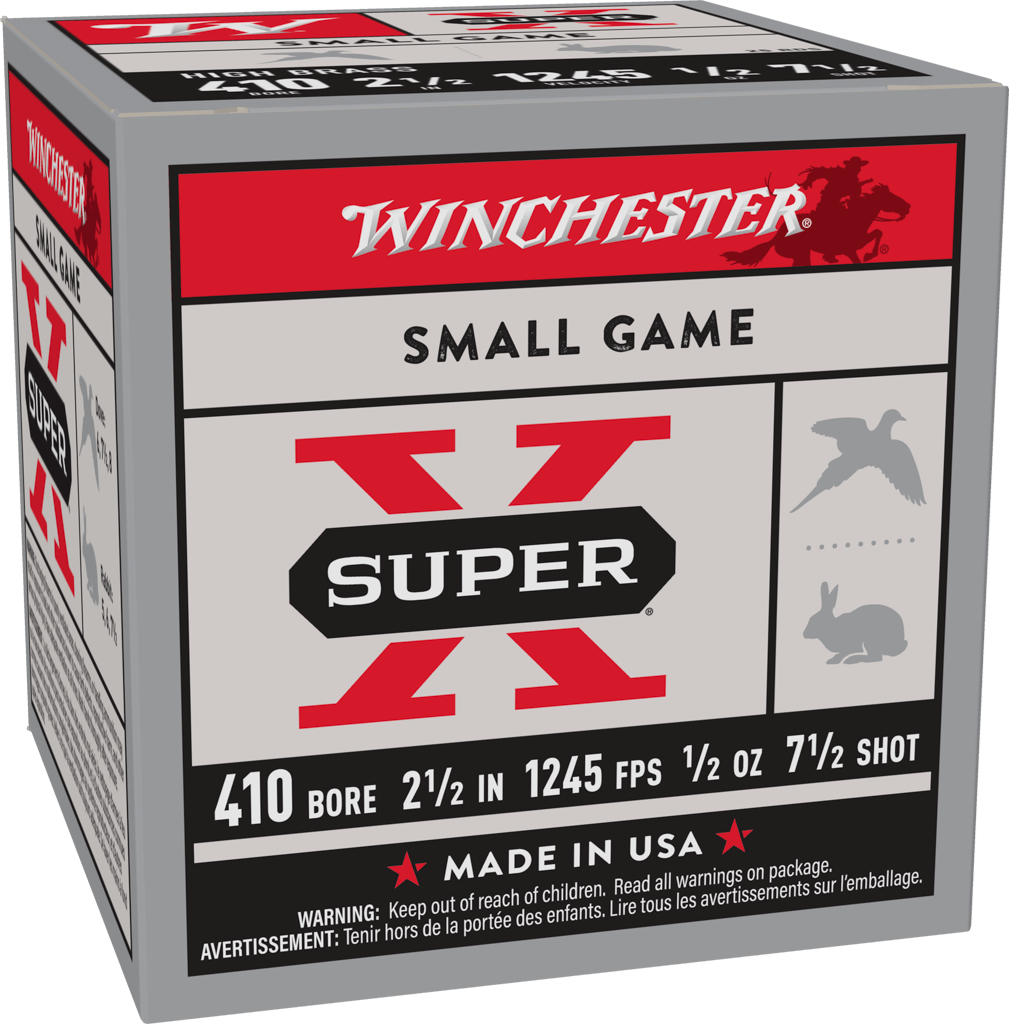 Winchester Ammo Super-X Heavy Brass Game Load .410 Gauge 2.5-inch 7.5 Shot, 25 Rounds per Box