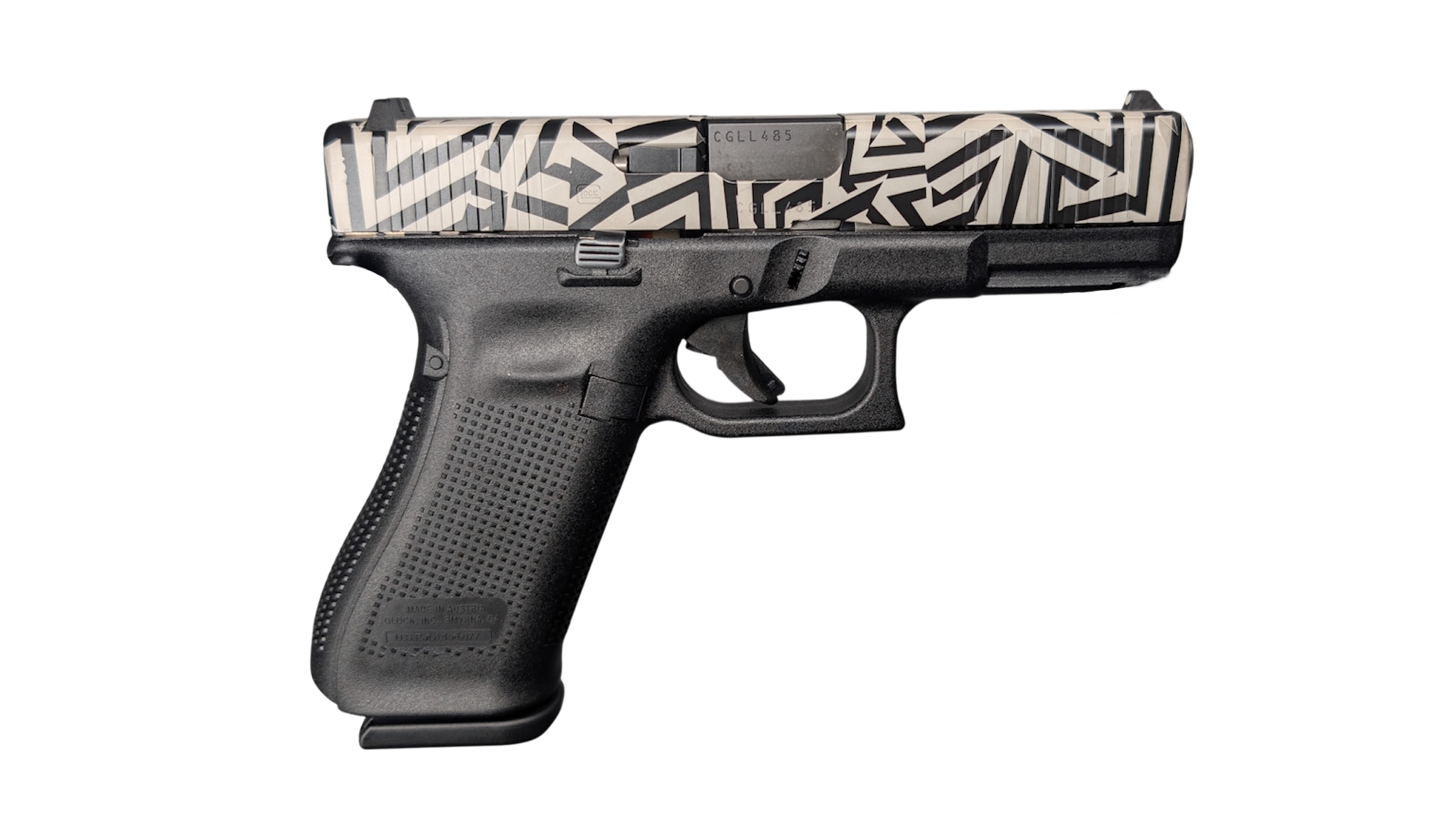 Glock PV45-HEX 9mm Pistol with Black/White Slide and Three Magazines