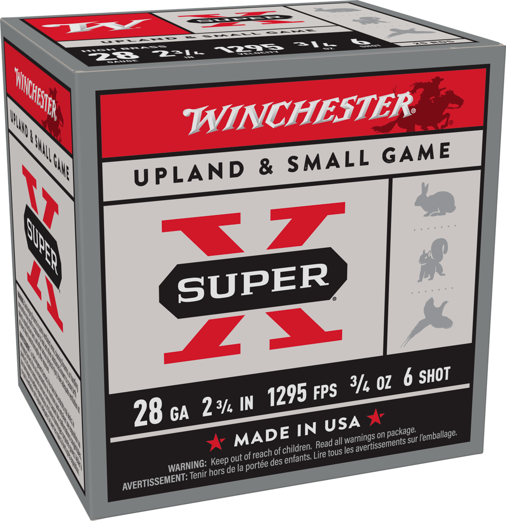 Winchester Ammo 28 Gauge Heavy Game Load Shotshells – 2-3/4 Inch, 3/4 Oz Lead Shot, 6 Shot Size, 25 Rounds per Box