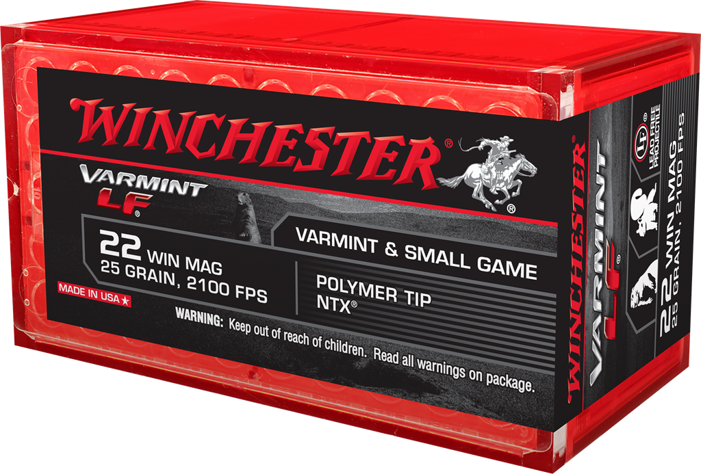 Winchester Ammo X22MHLF 22 Magnum Lead-Free Polymer Tip NTX Ammunition, 25 Grain, 50 Rounds