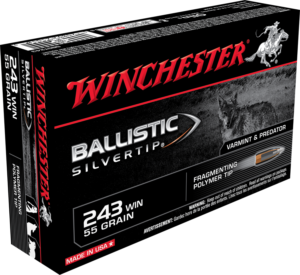Winchester Ammo Ballistic Silvertip .243 Winchester 55 Grain Fragmenting Polymer Tip Bullets, 20 Rounds per Box