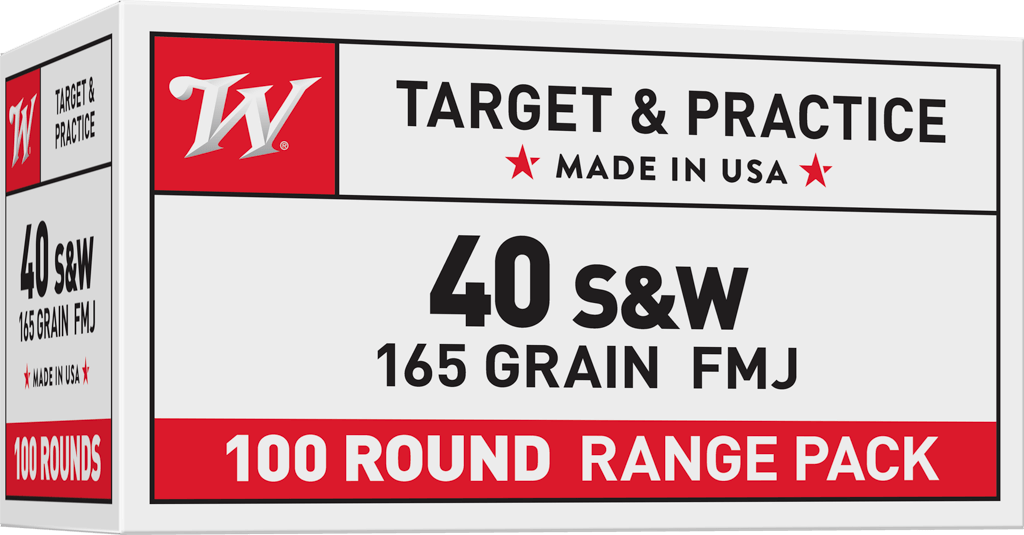 Winchester Ammo USA .40 S&W 165-Grain FMJ Target Practice Box of 100 Rounds