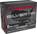 Winchester Ammo Silvertip 9mm 147-Grain Hollow Point Cartridges, 20 Rounds per Box