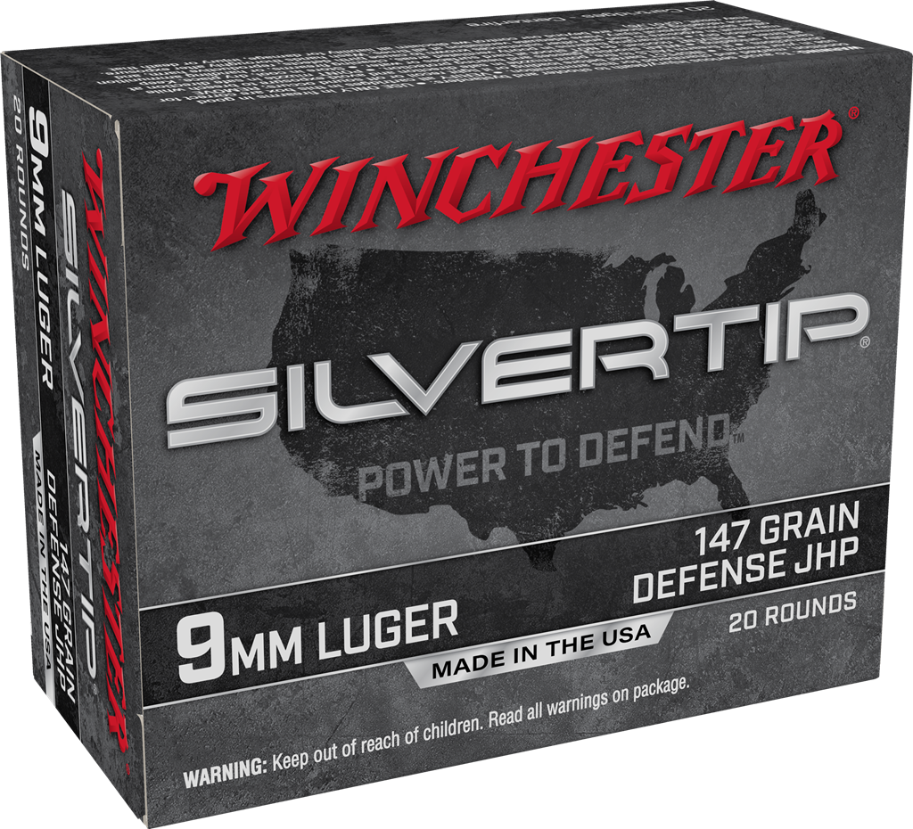 Winchester Ammo Silvertip 9mm 147-Grain Hollow Point Cartridges, 20 Rounds per Box
