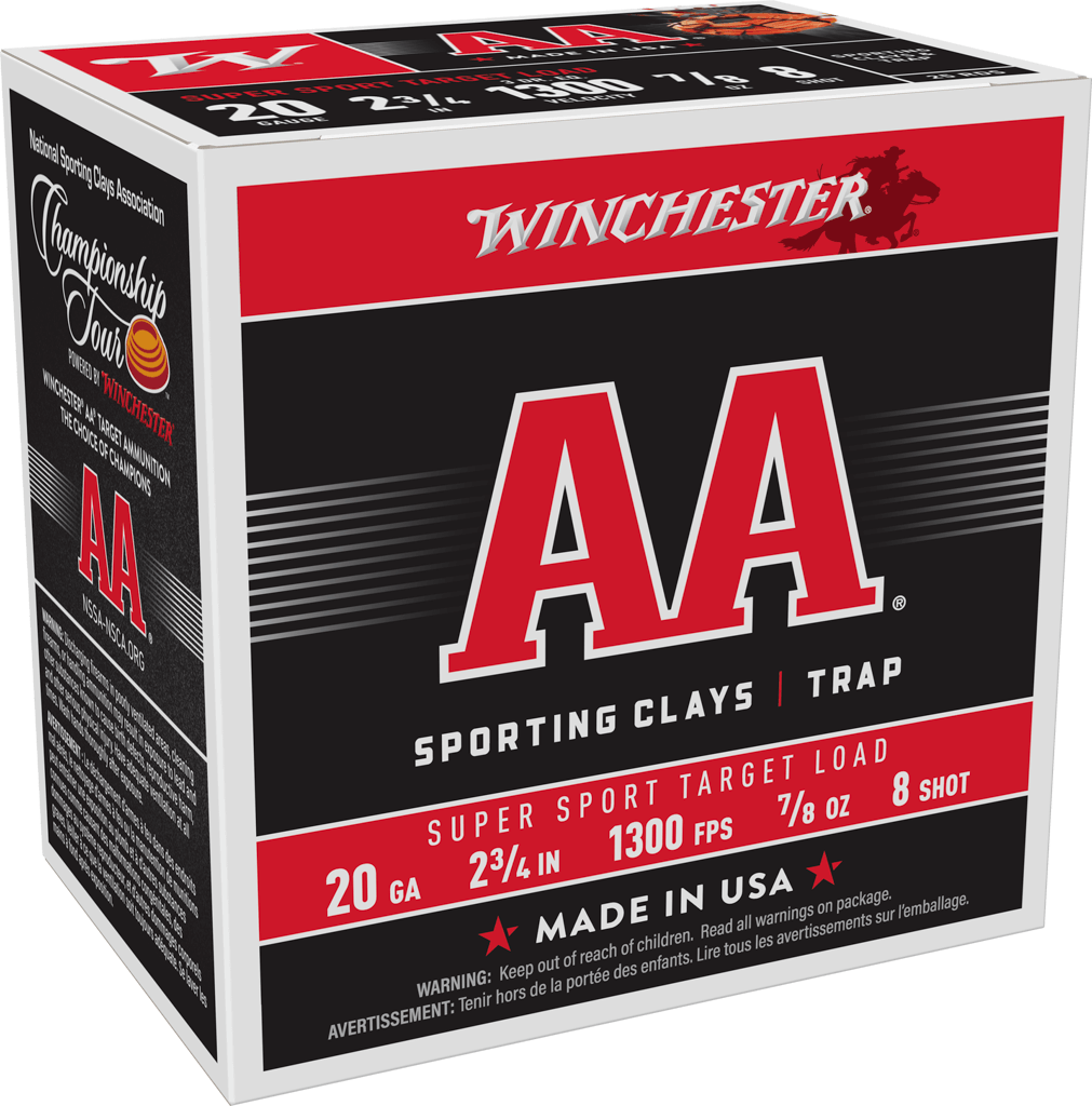 Winchester Ammo AA Super Sport 20 Gauge Shotshells - 2.75 Inch, 8 Shot, 7/8 Ounce, 1300 FPS, 25 Rounds