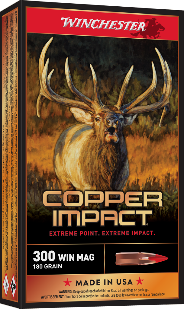 Winchester Ammo Copper Impact 300 Winchester Magnum 180-Grain Lead-Free Hunting Rounds