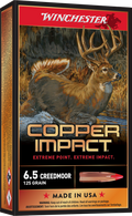 Winchester Ammo Copper Impact 6.5 Creedmoor 125 Grain Lead-Free Hunting Ammo - 20 Rounds per Box