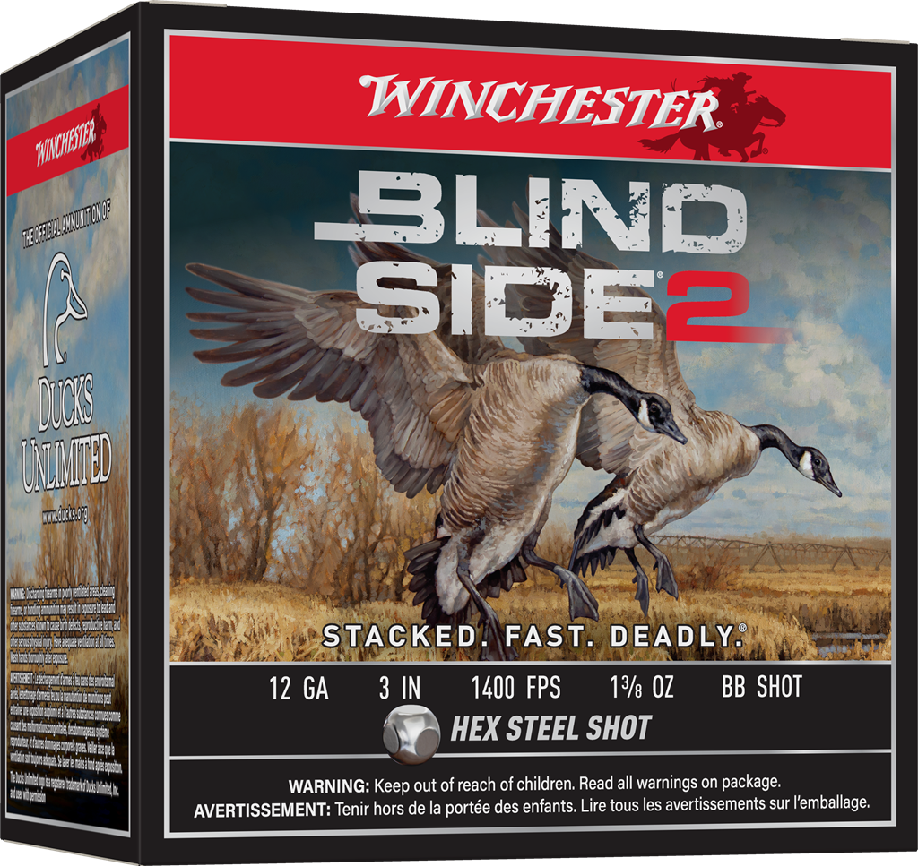 dWINCHESTER BLIND SIDE 2 12G 3" BB 1-3/8OZ HV HEX 25RD BX