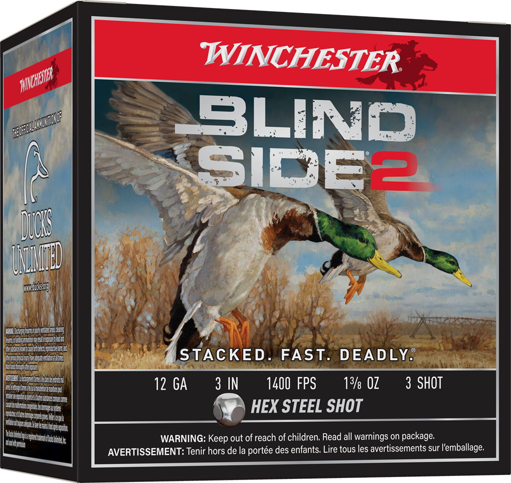 dWINCHESTER BLIND SIDE 2 12G 3" #3 1-3/8OZ HV HEX 25RD BX