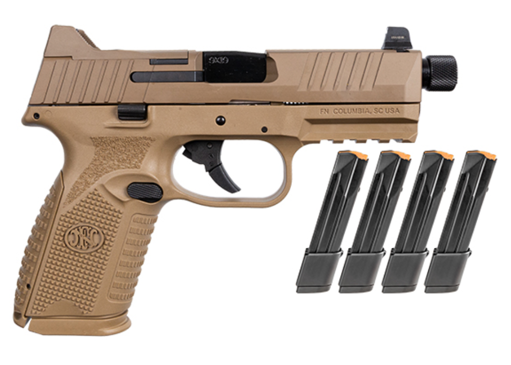 FN 509 M Tactical Bundle FDE 9mm with 4.5-Inch Threaded Barrel and 5 Magazines
