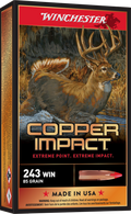 Winchester Ammo Copper Impact .243 Winchester 85 Grain Lead-Free Poly Tip - 20 Rounds per Box