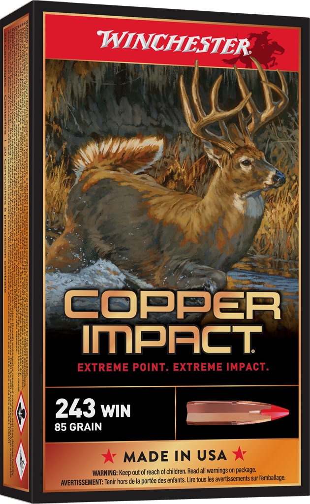 Winchester Ammo Copper Impact .243 Winchester 85 Grain Lead-Free Poly Tip - 20 Rounds per Box