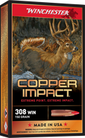 Winchester Ammo Copper Impact .308 Winchester 150 Grain Poly Tip Centerfire Rifle Ammunition - 20 Rounds per Box