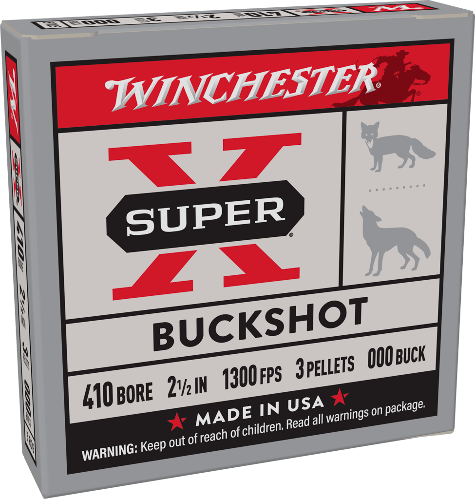 Winchester Ammo .410 Gauge Buckshot Shells - 3 Pellets, 1300 FPS, Buffered Lead Shot