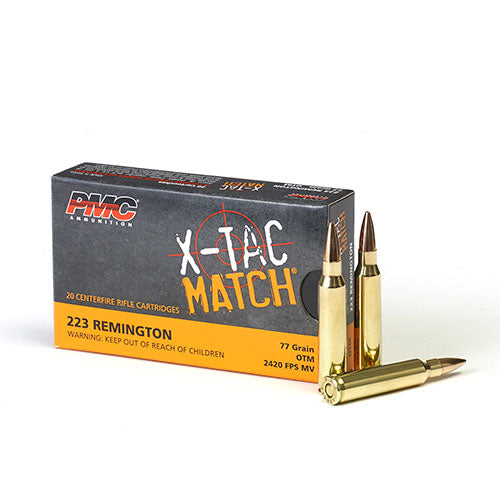 PMC 223XM .223 Remington 77 Grain Open Tip Match Ammo – 20 Rounds per Box