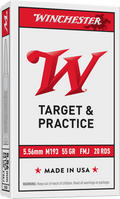 Winchester Ammo M193 Lake City 5.56mm Full Metal Jacket 55 Grain 20 Rounds