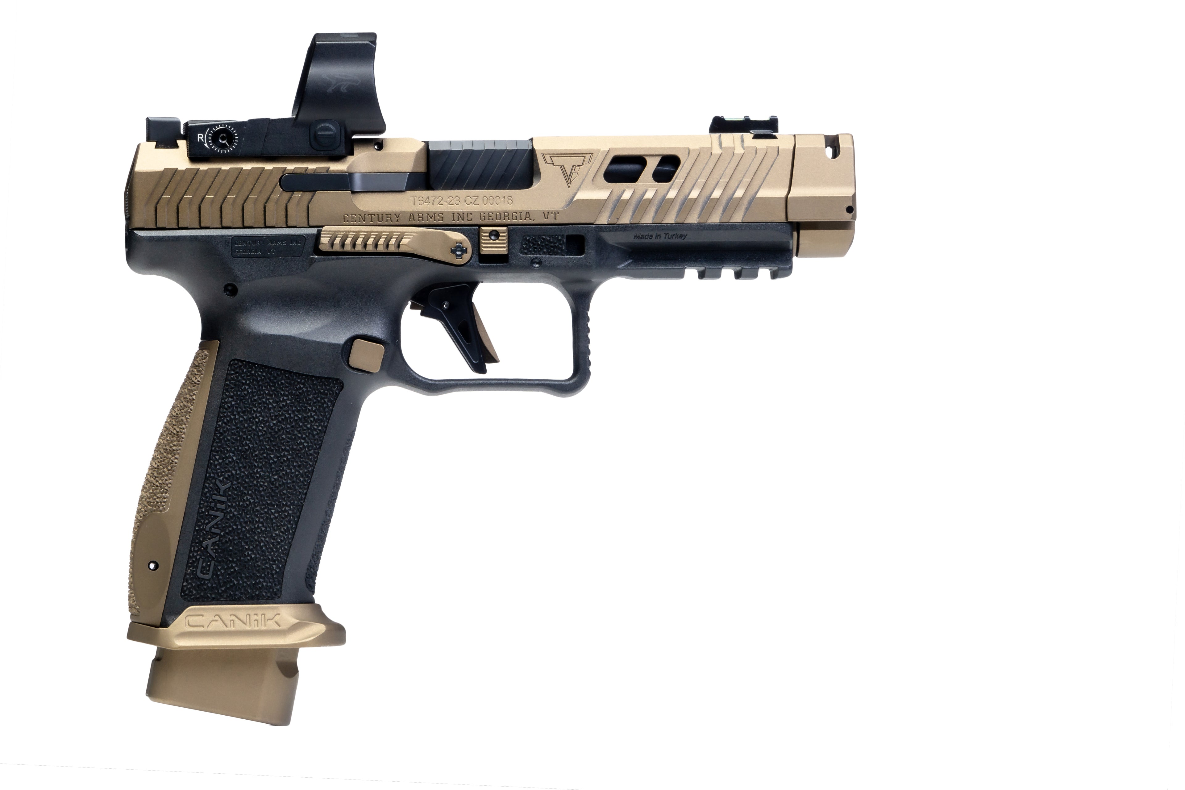 Canik Century TTI Combat 9mm Pistol with Optic Mount, 4.6-Inch Barrel, Burnt Bronze Cerakote Finish