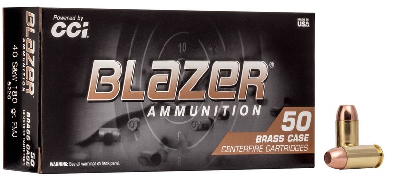 Cci Blazer Brass .40 S&W 180 Grain FMJ Target Ammunition - 50 Rounds per Box