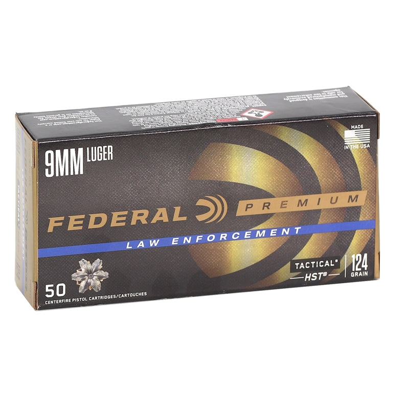 Federal Premium 9mm 124-Grain HST Jacketed Hollow Point Ammunition, 50 Rounds per Box, 1000 Rounds Case