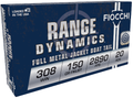Fiocchi .308 Winchester 150 Grain FMJ Boat-Tail Rifle Ammunition, 20 Rounds per Box