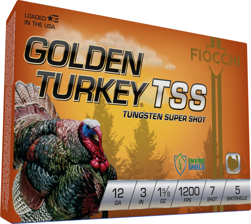 Fiocchi Gold Turkey TSS Tungsten Shotshell 12 Gauge, 3 Inch, 7 Shot, 1-5/8 Ounce, 1200 FPS - 5 Rounds per Box