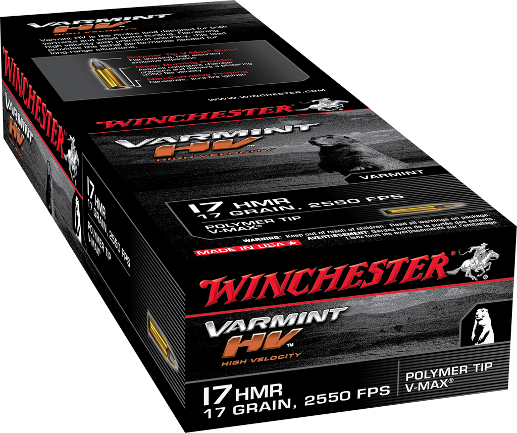 Winchester Ammo Varmint HV .17 HMR 17-Grain V-Max Ammo 50 Rounds