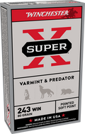 Winchester Ammo Super X Power Point .243 Winchester 80-Grain Jacketed Soft Point (JSP) Ammo - 20 Rounds Per Box