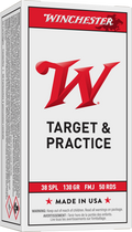 Winchester Ammo .38 Special 130-Grain FMJ Target Practice Ammunition - 50 Rounds per Box
