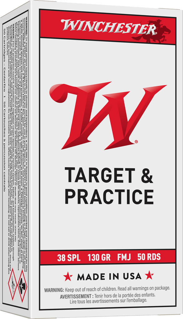 Winchester Ammo .38 Special 130-Grain FMJ Target Practice Ammunition - 50 Rounds per Box