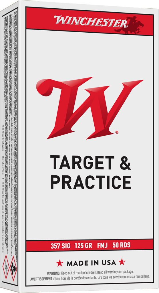 Winchester Ammo .357 SIG 125GR FMJ Brass Cartridge Box of 50