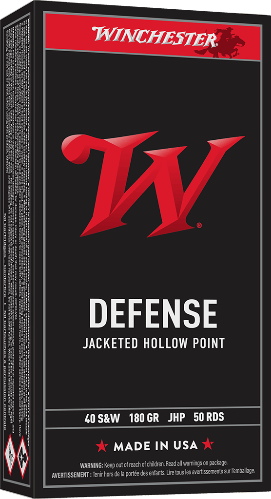 Winchester Ammo USA40JHP .40 S&W 180-Grain Jacketed Hollow Point Personal Defense Ammo, 50 Rounds