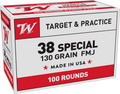 Winchester Ammo USA38SPVP .38 Special 130 Grain FMJ Target Practice Ammunition, 100 Rounds