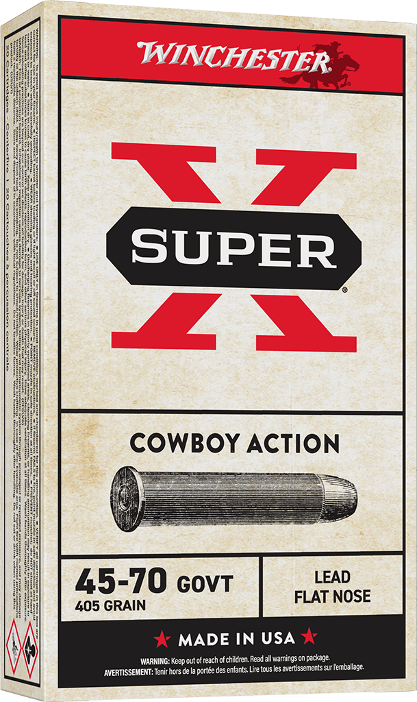 Winchester Ammo Super X Cowboy .45-70 Government 405-Grain Lead Flat Nose (LFN) 20-Round Box
