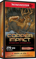 Winchester Ammo Copper Impact .270 Winchester 130 Grain Lead-Free Centerfire Rifle Ammunition - 20 Rounds