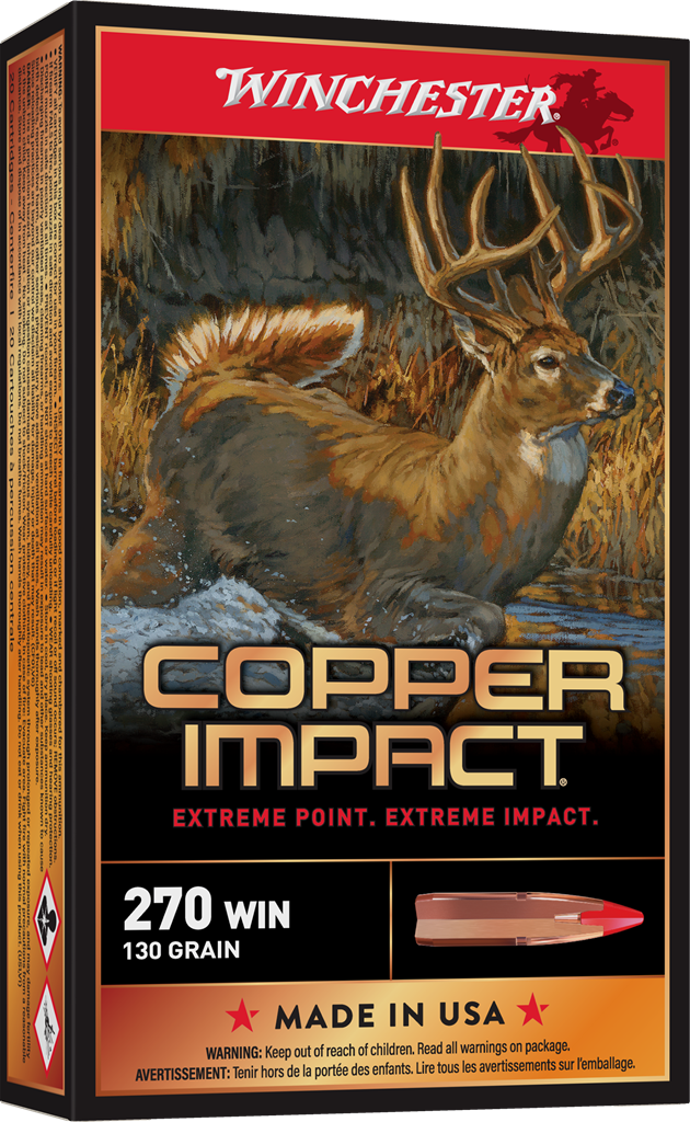 Winchester Ammo Copper Impact .270 Winchester 130 Grain Lead-Free Centerfire Rifle Ammunition - 20 Rounds