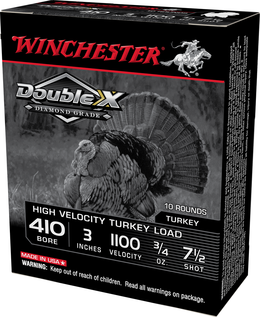 Winchester Ammo Double X Turkey 410GA 3/4 oz Copper-Plated Lead Shot, 7.5 Size, 10 Rounds per Box