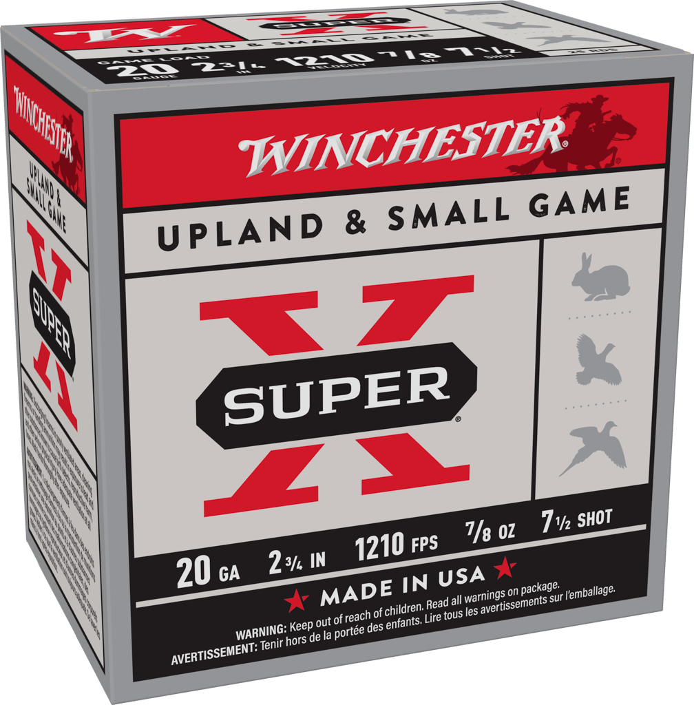 Winchester Ammo Super X Upland 20 Gauge Shotshell, 7/8 oz Lead Shot, 25 Rounds per Box