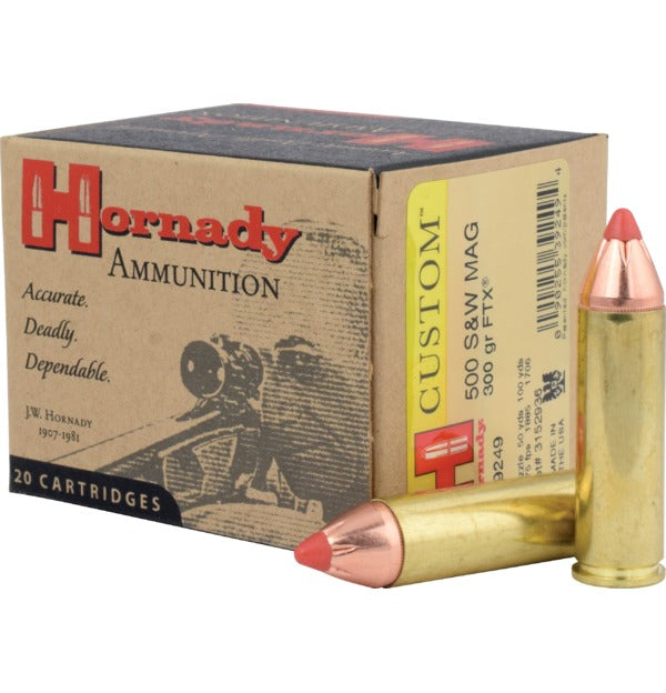 Hornady Custom .500 S&W 300-Grain FlexTip Expanding Ammo - 20 Rounds per Box