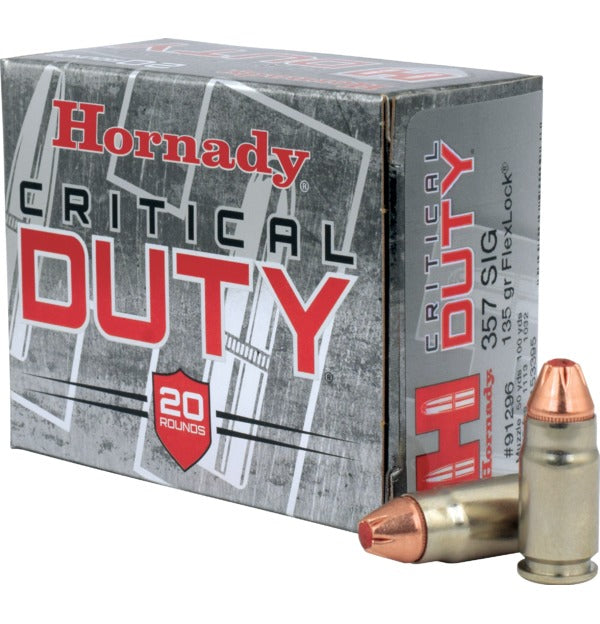 Hornady Critical Duty .357 SIG 135 Grain FlexLock Hollow Point Ammunition - 20 Rounds per Box